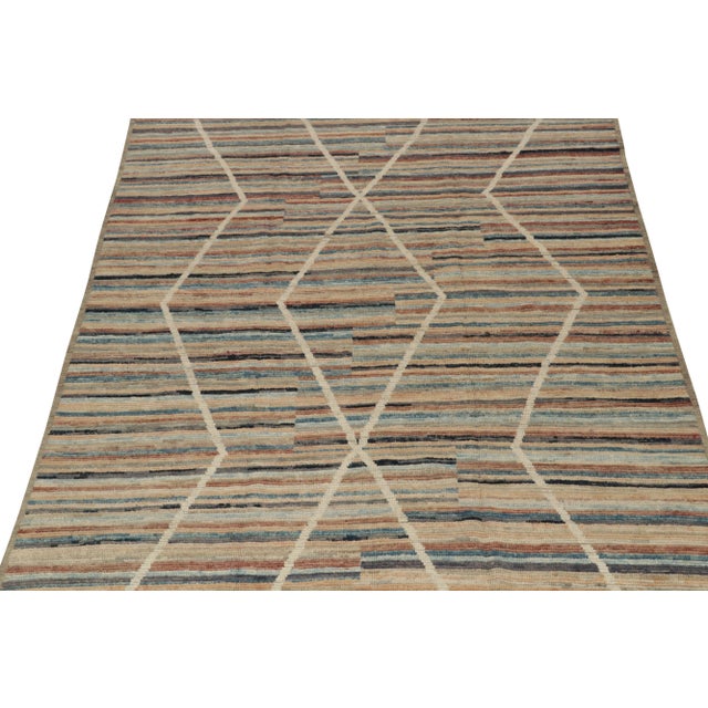 Moroccan Rug & Kilim’s Modern Rug with Beige-brown Geometric Patterns - 6x9 For Sale - Image 3 of 7