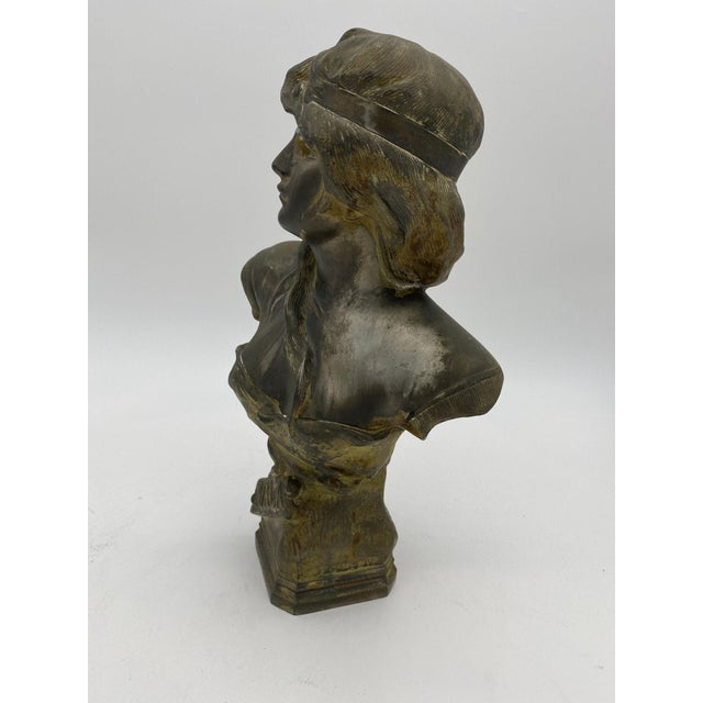 Victorian 1900-1909 French Art Nouveau Atala Bronze Bust W/ Pewter Finished For Sale - Image 3 of 8