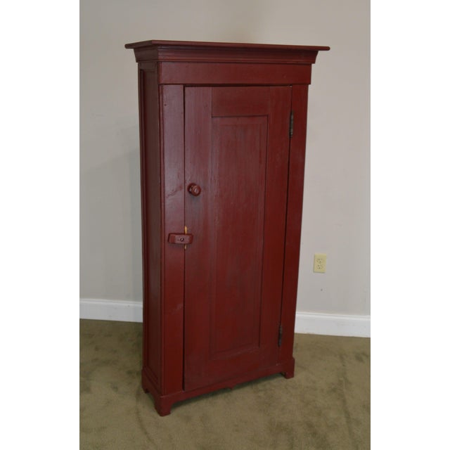 Country Pine Custom Crafted Red Painted One Door Chimney Cupboard