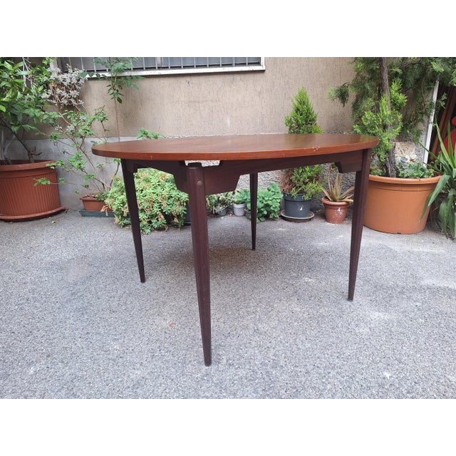 Wooden Dining Table with Round Top, 1950s For Sale - Image 6 of 11