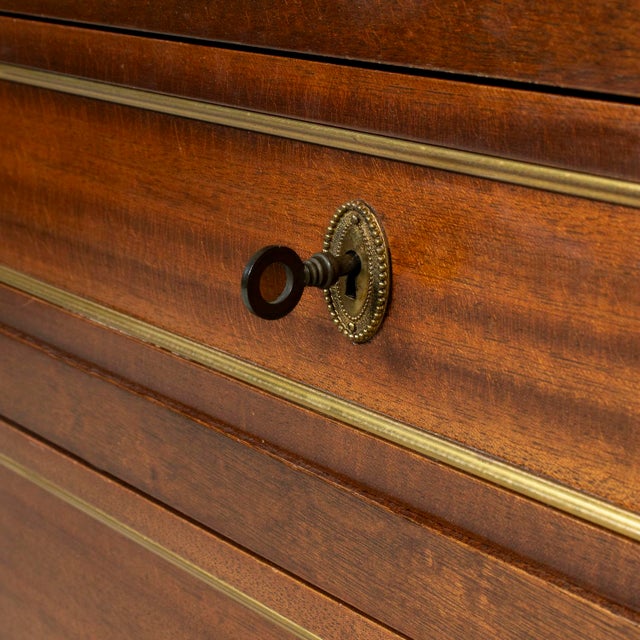 20th Century French Louis XVI Style Maison Jansen Three-Drawer Mahogany Commode With Cararra Marble Top For Sale - Image 10 of 18