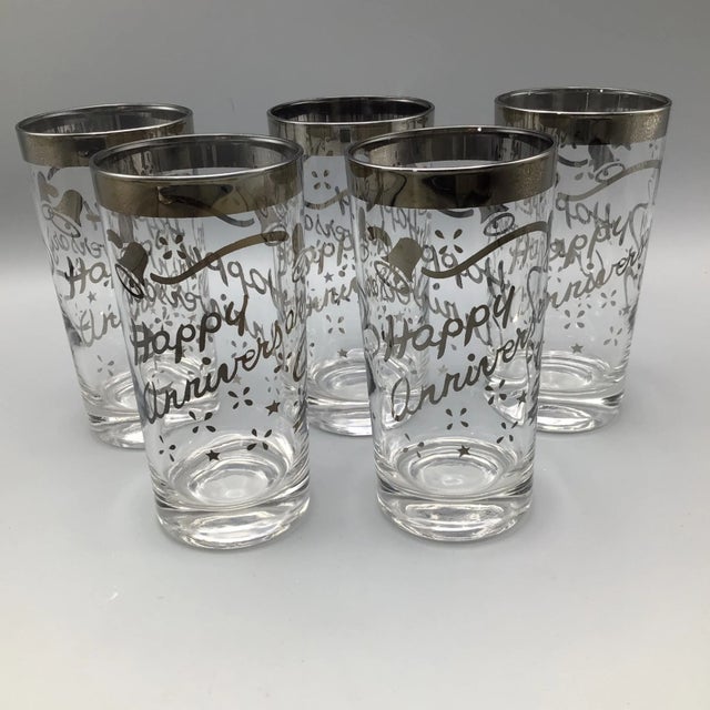 Happy Anniversary Platinum Rim Cocktail Glasses-Set of 6 For Sale - Image 13 of 13