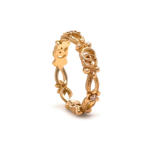 Gucci 18ct Yellow Gold Flora Diamond Ring 0.06ct 2.89g, Size 6 For Sale - Image 10 of 10