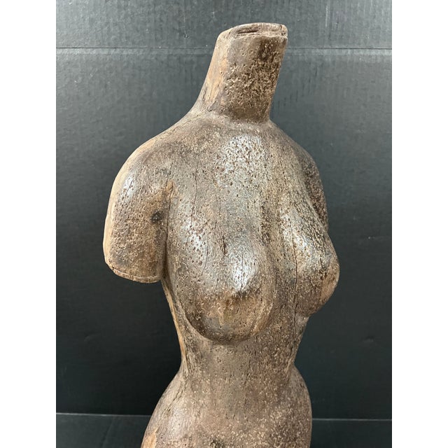 Figurative Late 20th Century Carved Solid Wood Female Torso Sculpture For Sale - Image 3 of 10