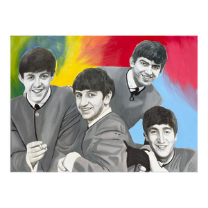 Steve Kaufman, the Beatles Live, Love Have Fun Unique Oil Painted Silkscreen on Canvas, Signed