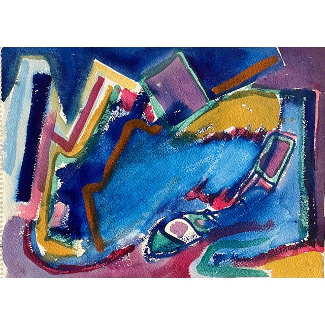 Edward Avedisian, Mod Abstract Expressionist Modernist Edward Avedisian Color Field Art Gouache, c. 1979 For Sale