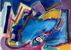 Edward Avedisian, Mod Abstract Expressionist Modernist Edward Avedisian Color Field Art Gouache, c. 1979