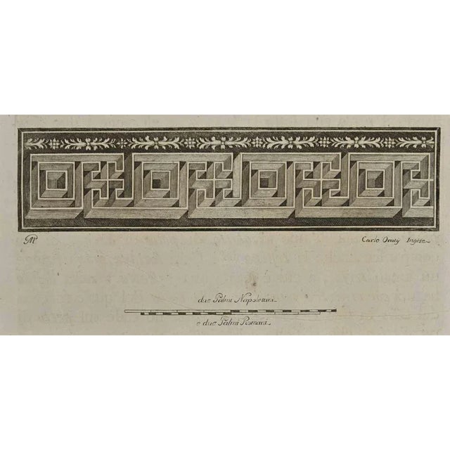 Ancient roman fresco from the series "antiquities of herculaneum", is an etching on paper realized by carlo oratij in the...