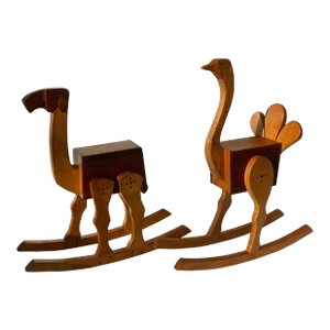 1950s Ostrich & Camel Whimsical Rocking Chairs - Set of 2