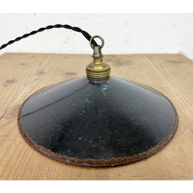 Black Industrial Black Enamel Light, 1930s For Sale - Image 8 of 17