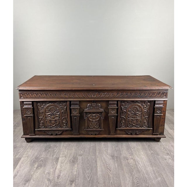 Large 19th Century Renaissance Carved Wooden Chest For Sale - Image 10 of 10