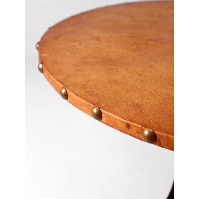 Mid-Century Leather and Iron Round Dining Table For Sale - Image 4 of 16