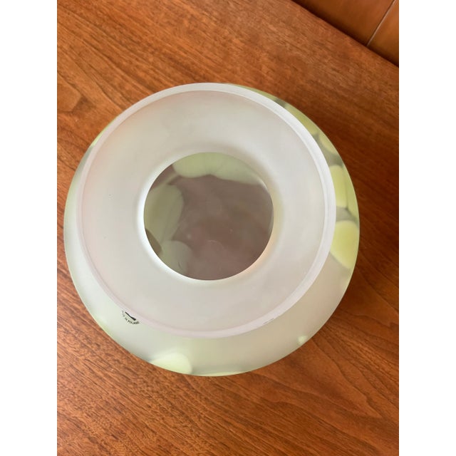 Vintage Mid-Century Pair of Hand Blown Vases - Tarnowiec Poland Semi Opaque Turquoise & Lime For Sale - Image 10 of 18