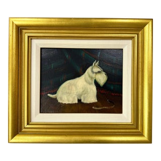 Original Scottish Terrier Dog Oil Painting Signed For Sale
