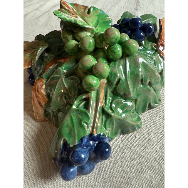 Green Vintage Majolica-Style Grapevine Wall Pocket For Sale - Image 8 of 16