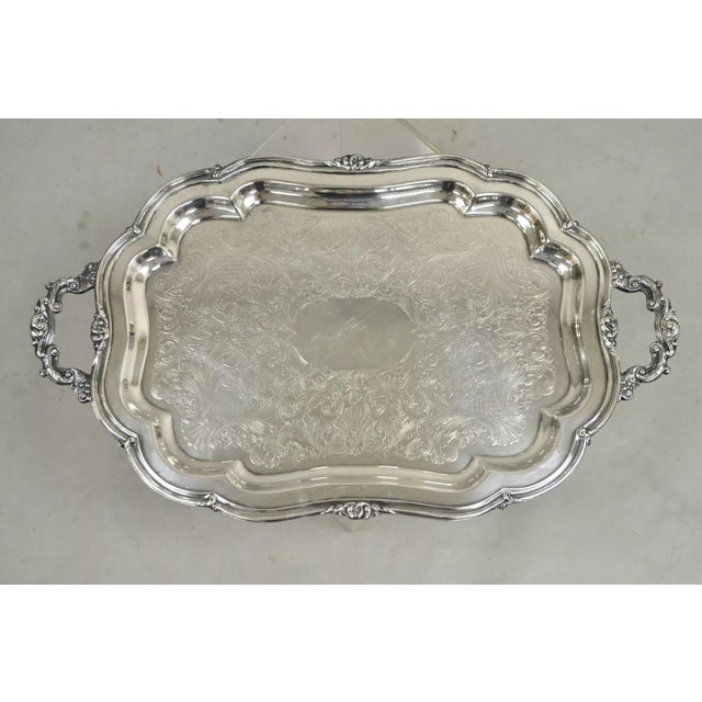 Vintage Oneida Heirloom Melon Large Silver Plated Victorian Style Platter Tray For Sale - Image 11 of 11