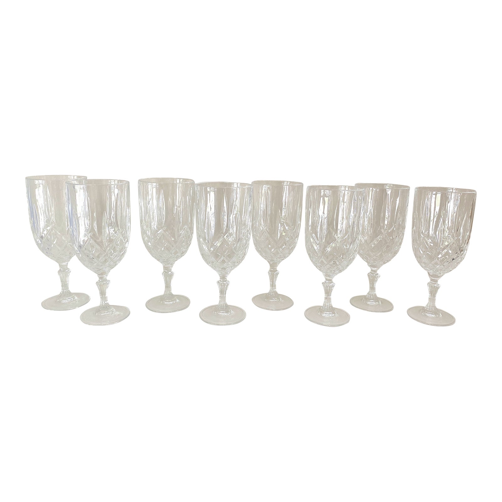 2000s Classic Marquis by Waterford Markham Crystal Water Goblets Iced Beverage Glasses Set of