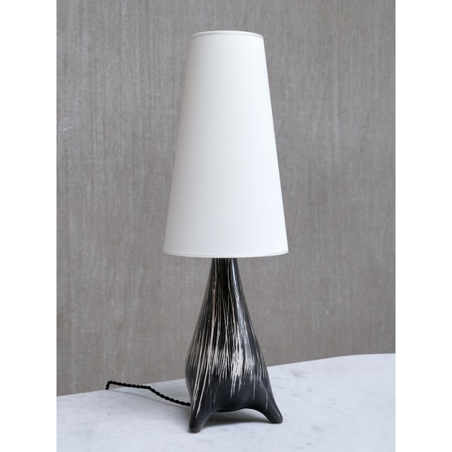 Organic Ceramic Three-Legged Table Lamp from Elisabeth Loholt, Denmark, 1960s For Sale - Image 9 of 12