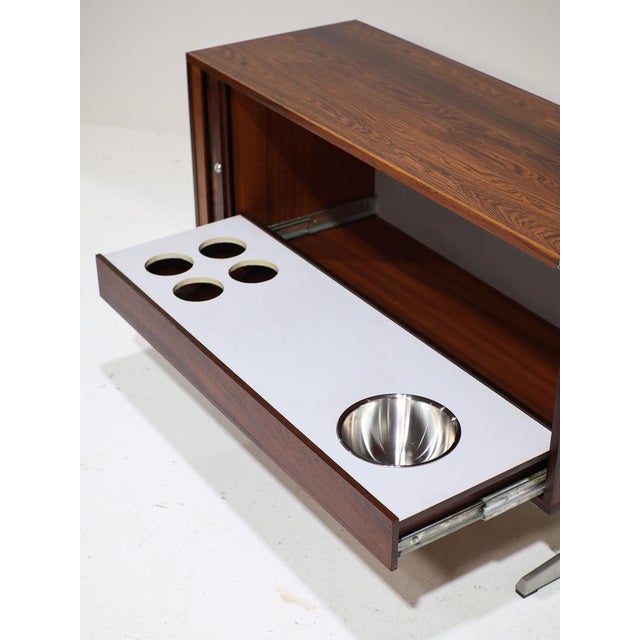 Brown Dry Bar Tambour Cabinet in Rosewood and Metal from Nipu, Denmark, 1960s For Sale - Image 8 of 15