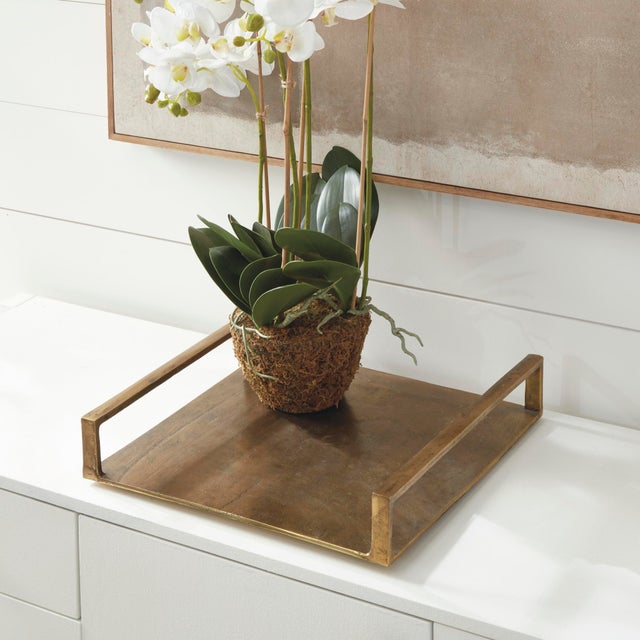 This cast aluminum tray is a beautiful way to display a special accent, vase or candleholder. Substantial in size, and...