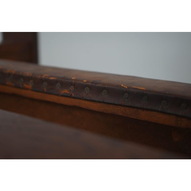 Stickley Antique Mission Style Oak Leather Seat Rocking Chair For Sale - Image 16 of 18