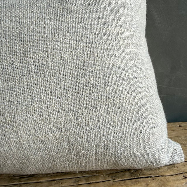 Otis Linen Snow Lumbar Pillow With Down Insert For Sale In Los Angeles - Image 6 of 6