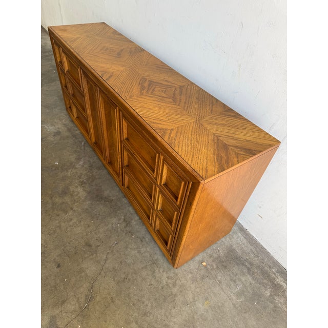 Mid-Century Modern Vintage Mid Century Oak Dresser - Stylish Brutalist Lowboy 1960s For Sale - Image 3 of 10