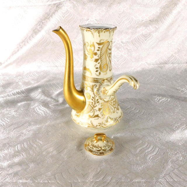 Ceramic Late 18th Century Tressemanes and Vogt Limoges Chocolate Pot With Raised Gold Trim For Sale - Image 7 of 16