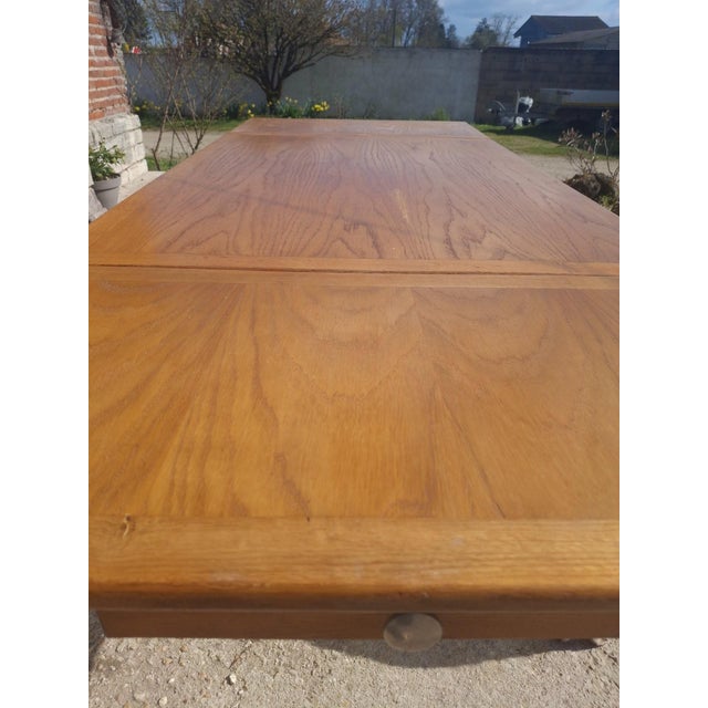French Reconstruction Extendable Oak Table, 1950 For Sale - Image 12 of 17