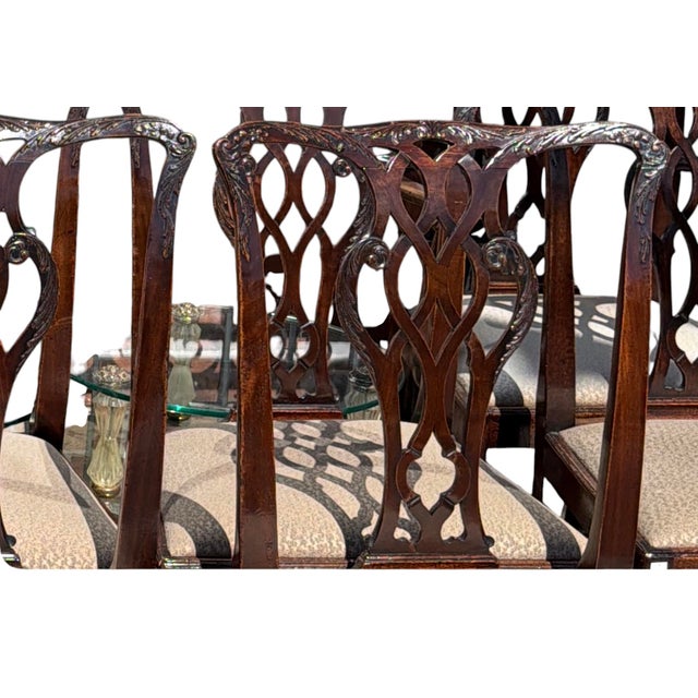 Set of 8 Antique Early 19th C Chippendale Mahogany Dining Chairs.
