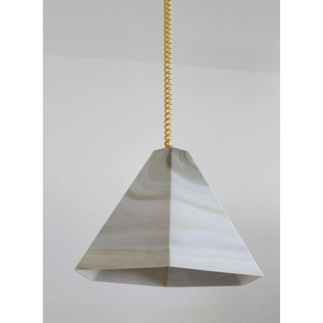 Glass Mid-Century Modern Pendant Lamp in Glass with Marble Effect and Curly Cable, 1970s For Sale - Image 7 of 14