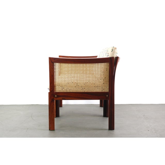 Mid-Century Modern Modular Two Seater Sofa Chairs by Illum Wikkelsø in Rosewood and Cane - a Pair For Sale - Image 3 of 9