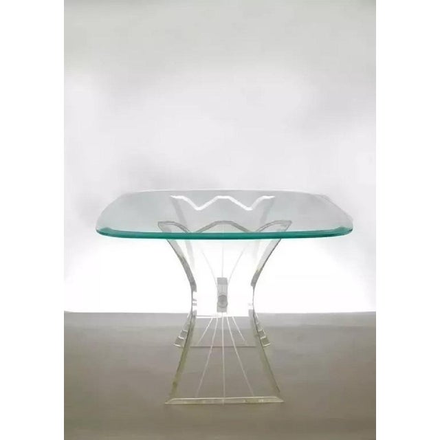 Glass Late 20th Century Mid Century Modern Lucite Butterfly Glass Top Side Table After Lion in Frost For Sale - Image 7 of 9