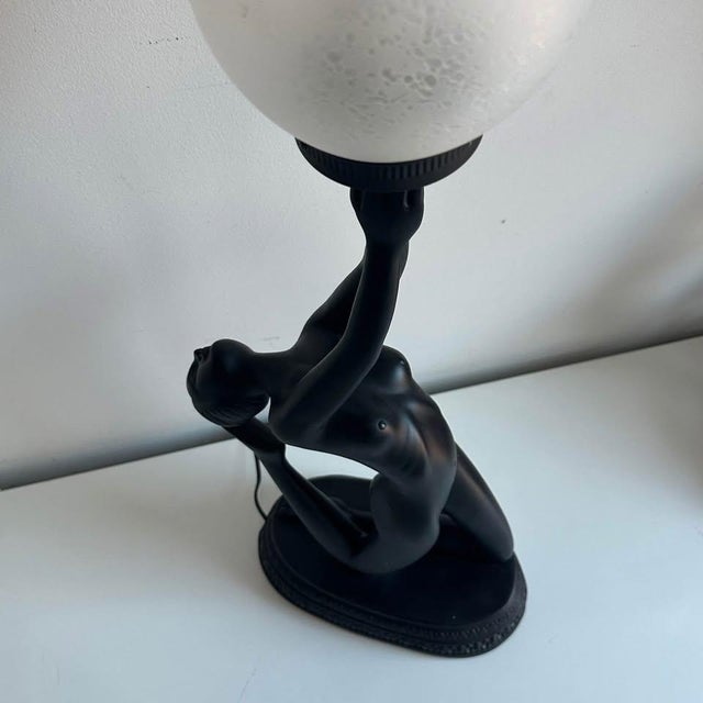 1980s Pair of Neo-Art Deco Nude Lady Figurine Lamps From the For Sale - Image 9 of 10