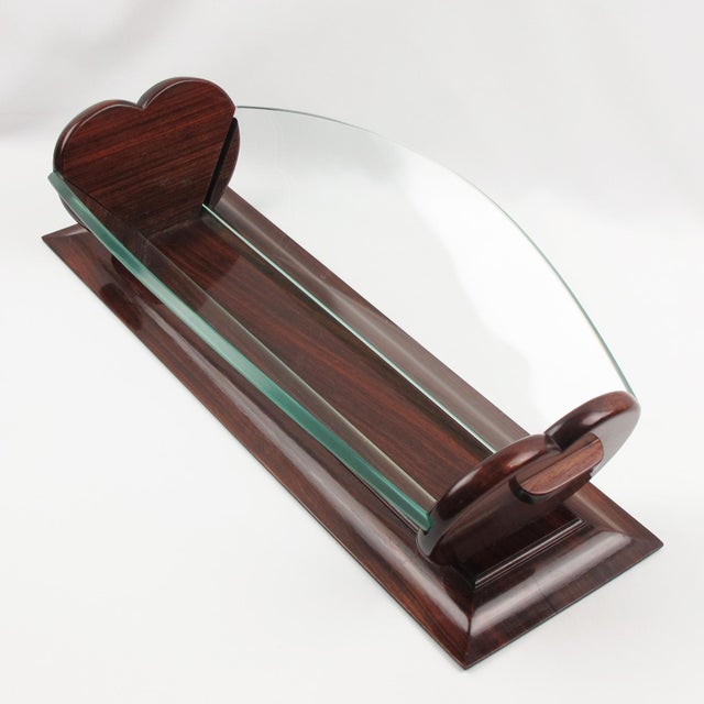 Art Deco Wood and Glass Centerpiece Bowl Basket, France Circa 1930 For Sale - Image 9 of 9