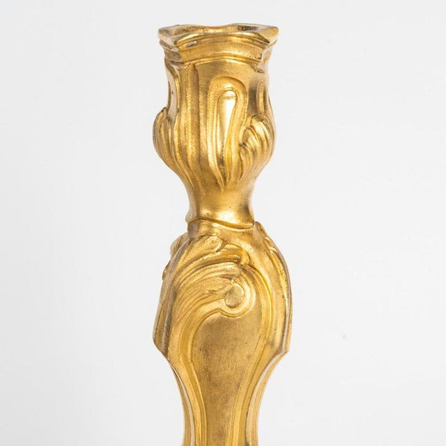 19th Century Louis XVI Gilded Bronze Candlesticks, Set of 2 For Sale - Image 6 of 8