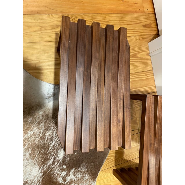 1970s 10 Vagues Walnut Side Tables - a Pair For Sale - Image 4 of 12