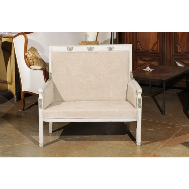 French Empire Style 19th Century Painted Wood Marquise with Carved Palmettes For Sale - Image 10 of 12