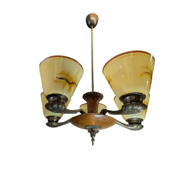 Five-Arm Chandelier by Paavo Tynell, 1930s For Sale - Image 4 of 17