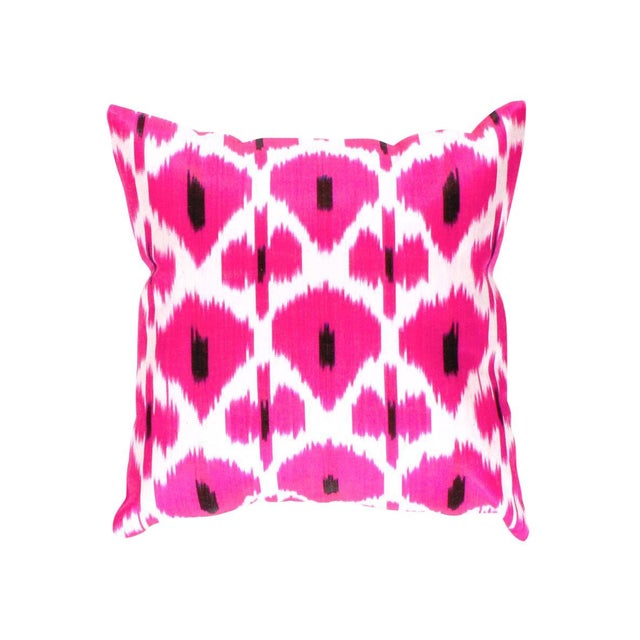 Turkish Rose Hand Knotted Turkish Ikat Pillow Cover For Sale - Image 3 of 5