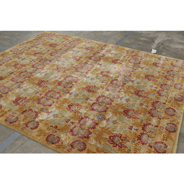 Rug & Kilim Rug & Kilim’s European Style Rug in Gold With Floral Patterns “Toledo” For Sale - Image 4 of 10
