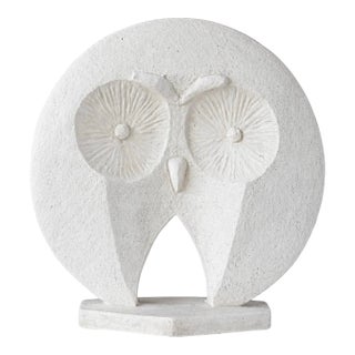 80s Large Vintage Owl Sculpture by Claude Le Clerc for Austin Productions For Sale