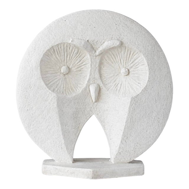 80s Large Vintage Owl Sculpture by Claude Le Clerc for Austin Productions For Sale