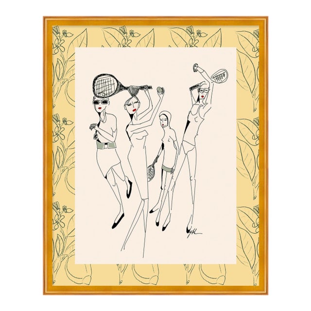 Lemon Tennis by Carly Kuhn in Gold Frame, Large Art Print For Sale