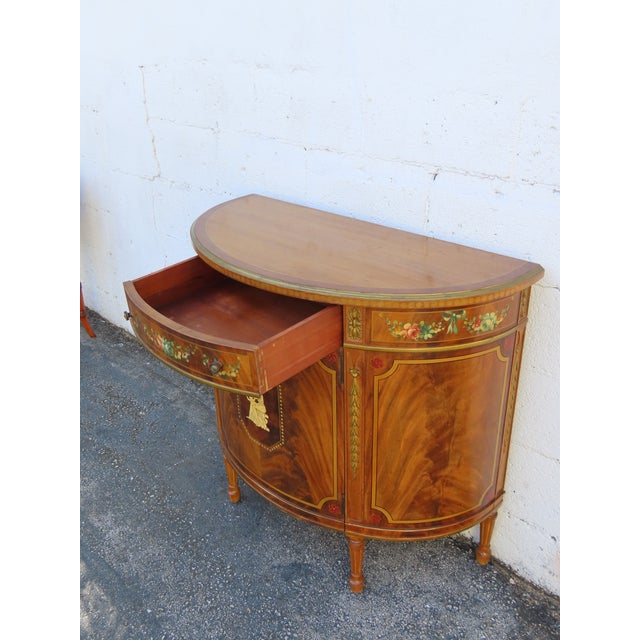 French Bombay Demilune Inlay Cameo Commode Small Buffet Server 6378 For Sale In Miami - Image 6 of 17