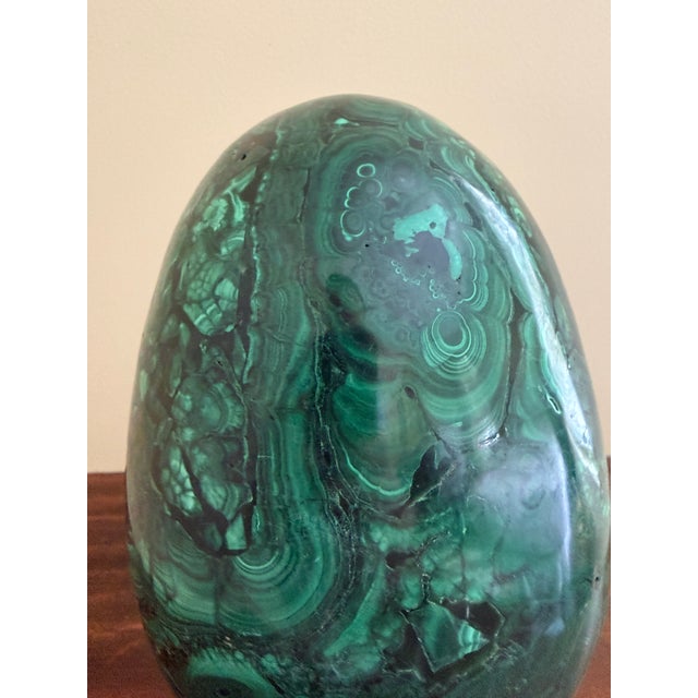 Metal Monumental Malachite Egg on Brass Stand For Sale - Image 7 of 10