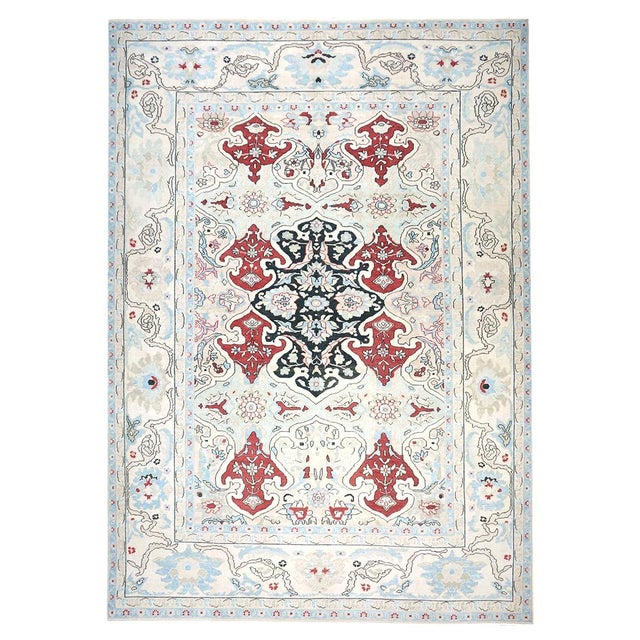 Condition: New Origin: Persian Design: Sultanabad Actual size: 9'11" X 14'0" Thickness: 1/4" Color: Ivory, Red, Black,...