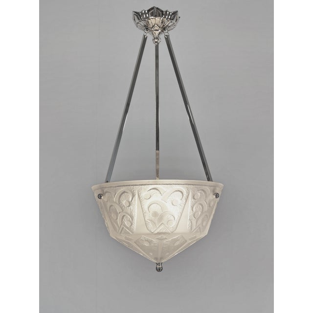Daum French Art Deco Pendant Light by Daum 1930 France For Sale - Image 4 of 14