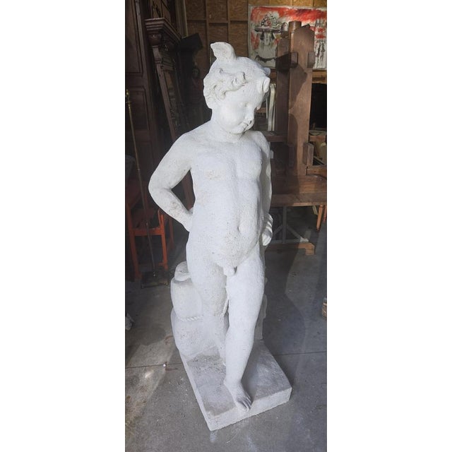 1920s Garden Statue in Reconstituted Stone Depicting a Young Faun, 20th Century For Sale - Image 5 of 6