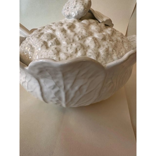 1970s Vintage Cabbage Cauliflower Vegetable Soup Tureen With Ladle Made in Portugal For Sale - Image 5 of 8